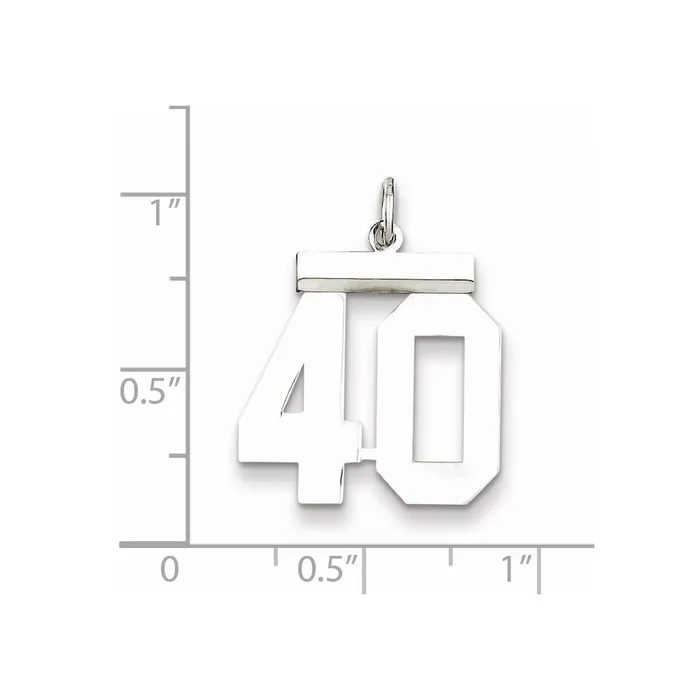 TreasureFineJewelers SterlingSilver Rhodiumplated Polished Number 40 Charm Rings