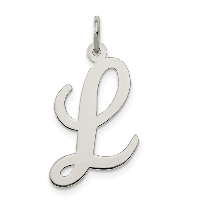 TreasureFineJewelers Sterling Silver Rhodiumplated Script Letter L Initial Charm Necklaces TreasureFineJewelers Sterling Silver Rhodiumplated Script Letter L Initial Charm Necklaces