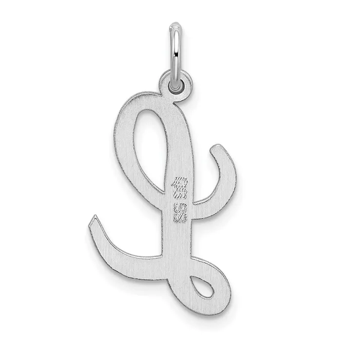 TreasureFineJewelers Sterling Silver Rhodiumplated Script Letter L Initial Charm Necklaces
