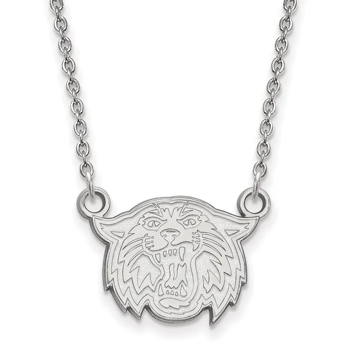 TreasureFineJewelers Sterling Silver Rhodiumplated Villanova University Wildcat Small Pendant 18 inch Necklace Necklaces