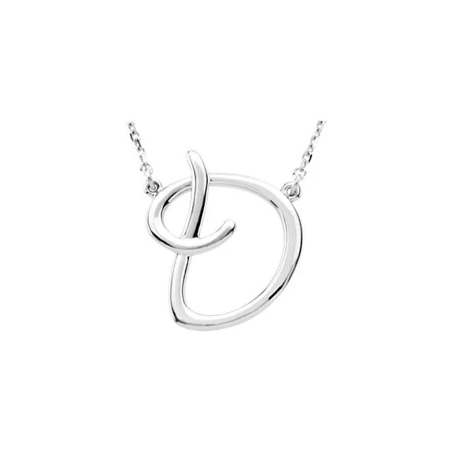 TreasureFineJewelers Sterling Silver Script Initial D 16 Necklace Necklaces TreasureFineJewelers Sterling Silver Script Initial D 16 Necklace Necklaces