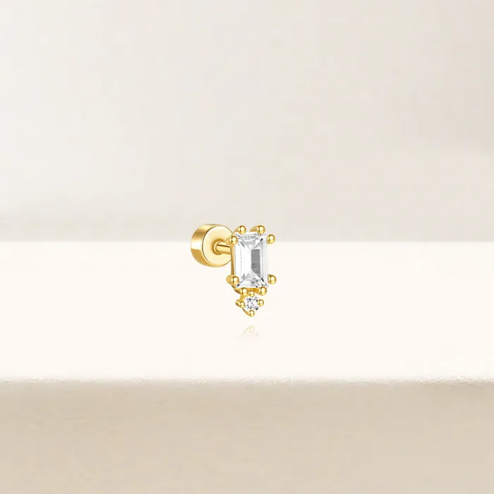 Trendolla Jewelry 925 Silver Square CZ Diamond Flat Back Earrings Earrings