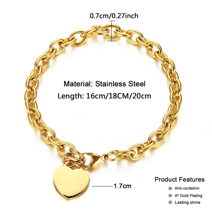 Trendolla Jewelry Necklaces Shop Personalized Heart Glossy Bracelets