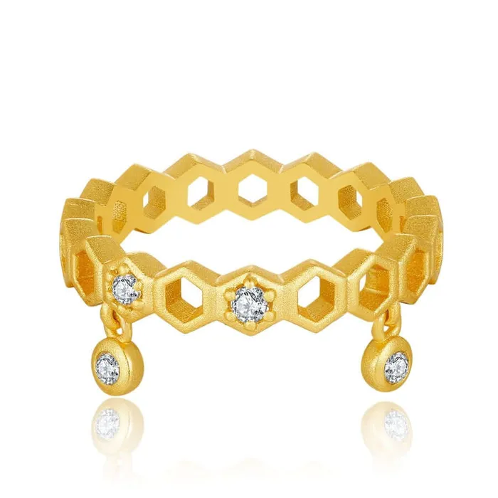 Trendolla Jewelry Rings Honeycomb With Dripping Honey Ring Kind Jewelry Highs And Lows Ring