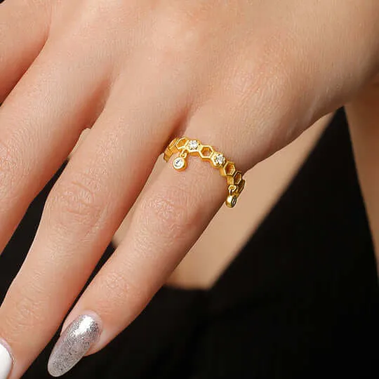 Trendolla Jewelry Rings Honeycomb With Dripping Honey Ring Kind Jewelry Highs And Lows Ring