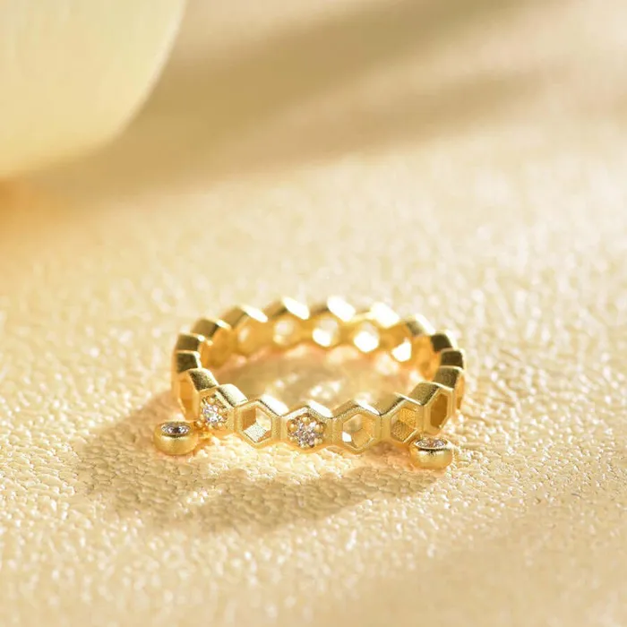 Trendolla Jewelry Rings Honeycomb With Dripping Honey Ring Kind Jewelry Highs And Lows Ring