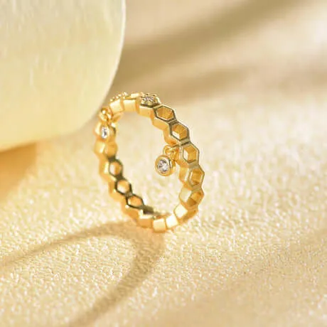 Trendolla Jewelry Rings Honeycomb With Dripping Honey Ring Kind Jewelry Highs And Lows Ring