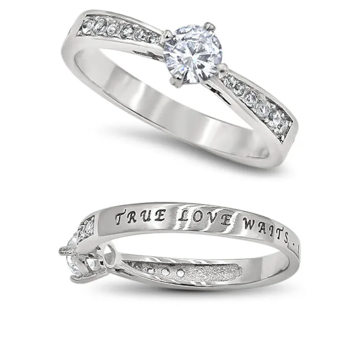 TRUE LOVE WAITS Ring 1 TIMOTHY 412 Stainless Steel with Center Stone North Arrow Shop Rings TRUE LOVE WAITS Ring 1 TIMOTHY 412 Stainless Steel with Center Stone North Arrow Shop Rings