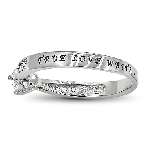 TRUE LOVE WAITS Ring 1 TIMOTHY 412 Stainless Steel with Center Stone North Arrow Shop Rings TRUE LOVE WAITS Ring 1 TIMOTHY 412 Stainless Steel with Center Stone North Arrow Shop Rings