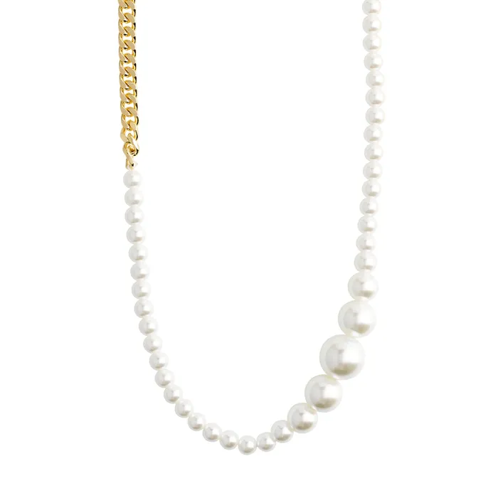 Beat Gold Plated Pearl Necklace Pilgrim Necklaces