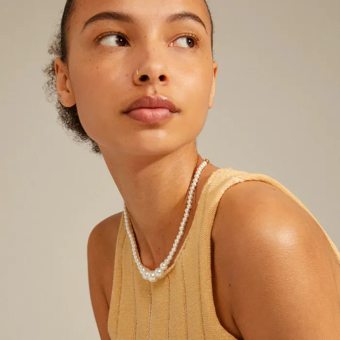Beat Gold Plated Pearl Necklace Pilgrim Necklaces