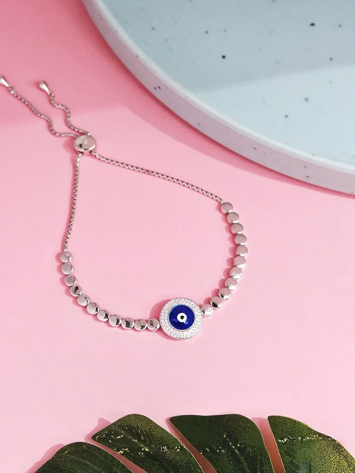 Bracelets Curio Cottage 925 Plated Serenity Silver Evil Eye Bracelet