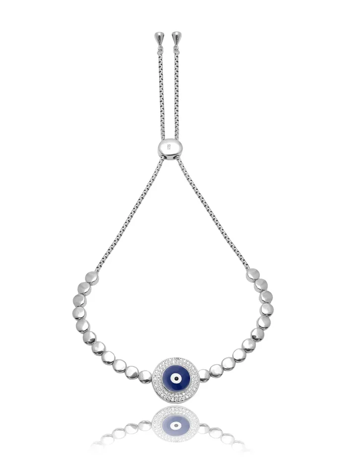 Bracelets Curio Cottage 925 Plated Serenity Silver Evil Eye Bracelet