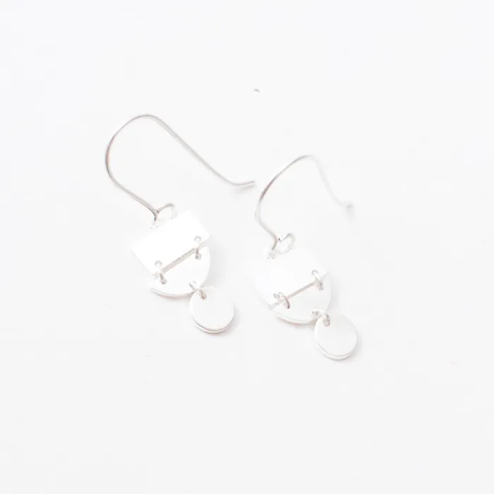 Brushed Silver Small Mod Shaped Earrings Tashi Earrings