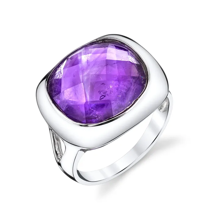 Checkerboard Cushion Cut Amethyst Ring Four Peaks Mining Co Rings