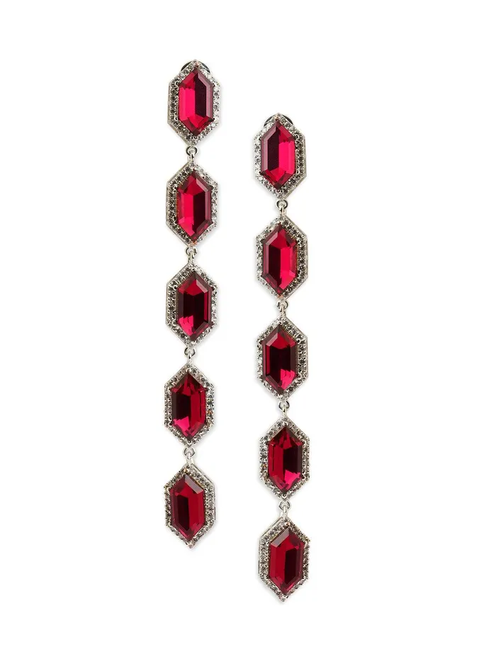 Curio Cottage Earrings Garnet Grandeur CZ Shoulder Duster Earrings Curio Cottage Earrings Garnet Grandeur CZ Shoulder Duster Earrings