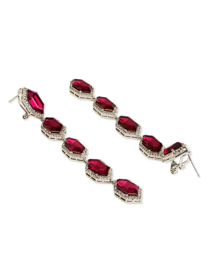 Curio Cottage Earrings Garnet Grandeur CZ Shoulder Duster Earrings Curio Cottage Earrings Garnet Grandeur CZ Shoulder Duster Earrings