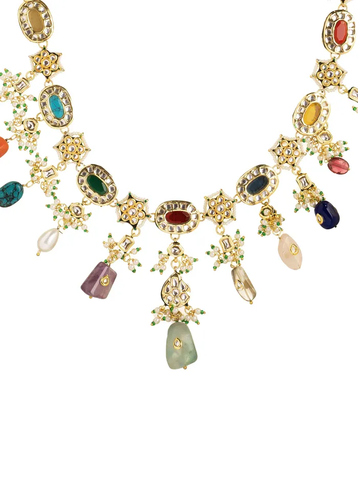 Curio Cottage Earrings Victorian Elegance Multicolored Kundan Necklace Set With Earrings