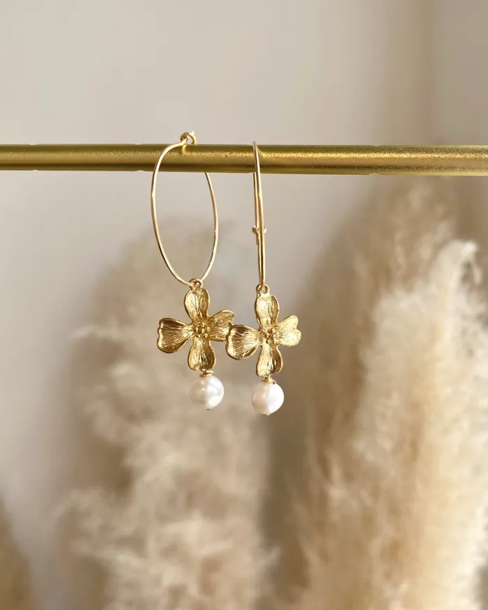 Earrings ERIJEWELRY Hanabira Floral Hoop Earrings