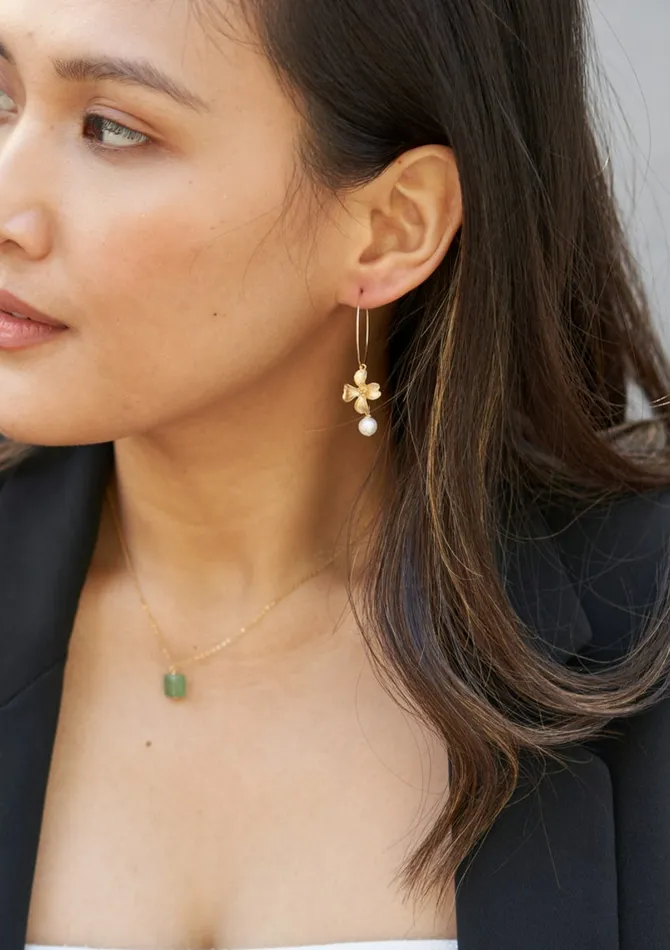 Earrings ERIJEWELRY Hanabira Floral Hoop Earrings
