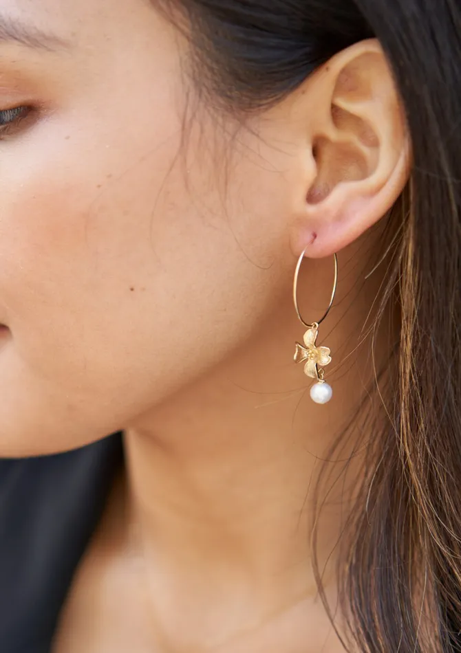 Earrings ERIJEWELRY Hanabira Floral Hoop Earrings
