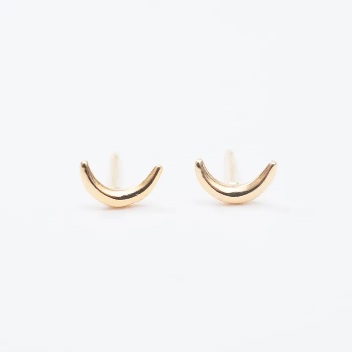 Earrings Gold Vermeil Tiny Crescent Moon Studs Tashi