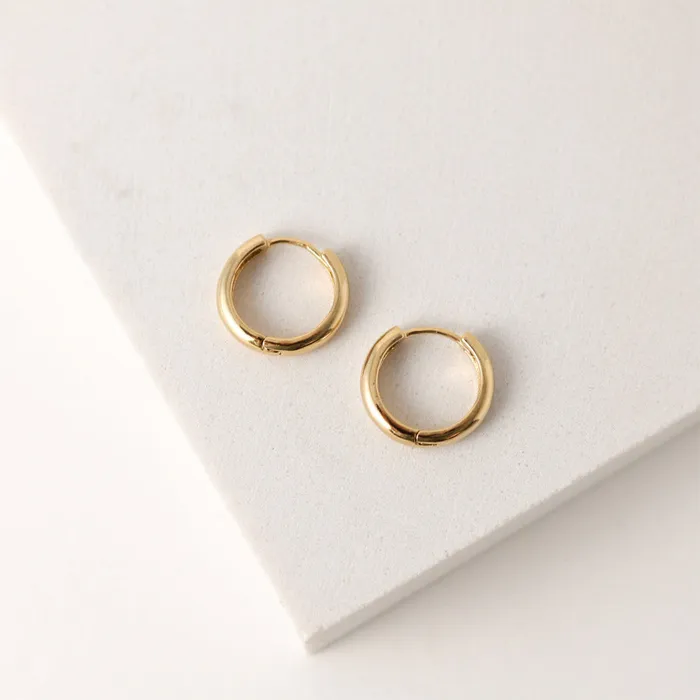 Gold Bea Huggie Hoop Earrings Lovers Tempo Earrings