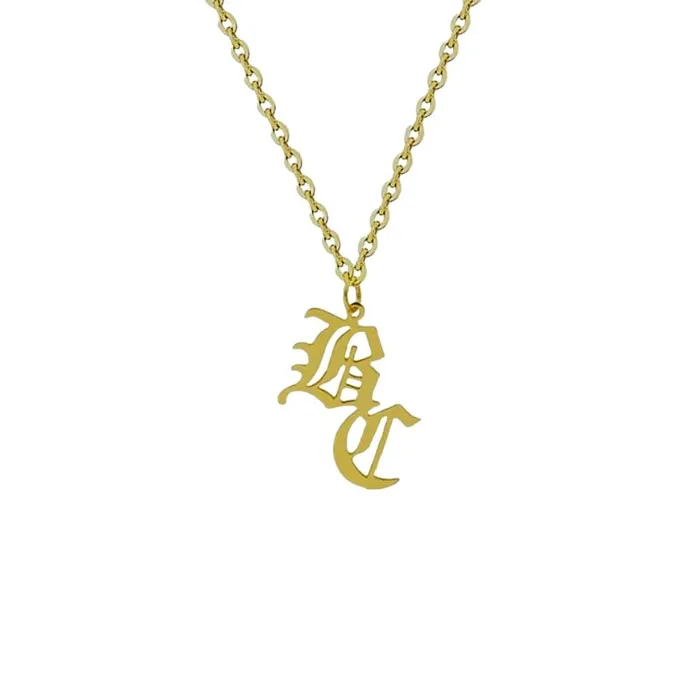 Gothic Double Letter Custom Necklace KHLOE JEWELS Custom Jewelry Necklaces