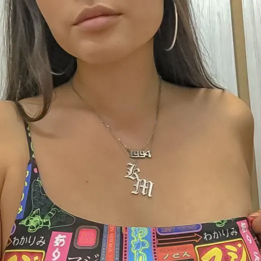 Gothic Double Letter Custom Necklace KHLOE JEWELS Custom Jewelry Necklaces