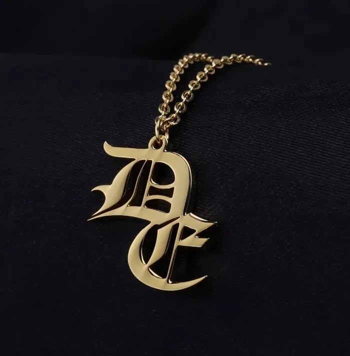 Gothic Double Letter Custom Necklace KHLOE JEWELS Custom Jewelry Necklaces