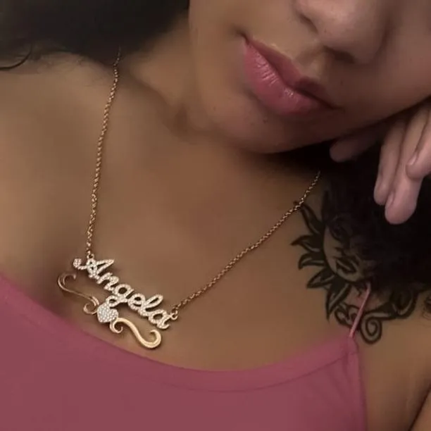 KHLOE JEWELS Custom Jewelry Necklaces Flourish Heart CZ Custom Nameplate