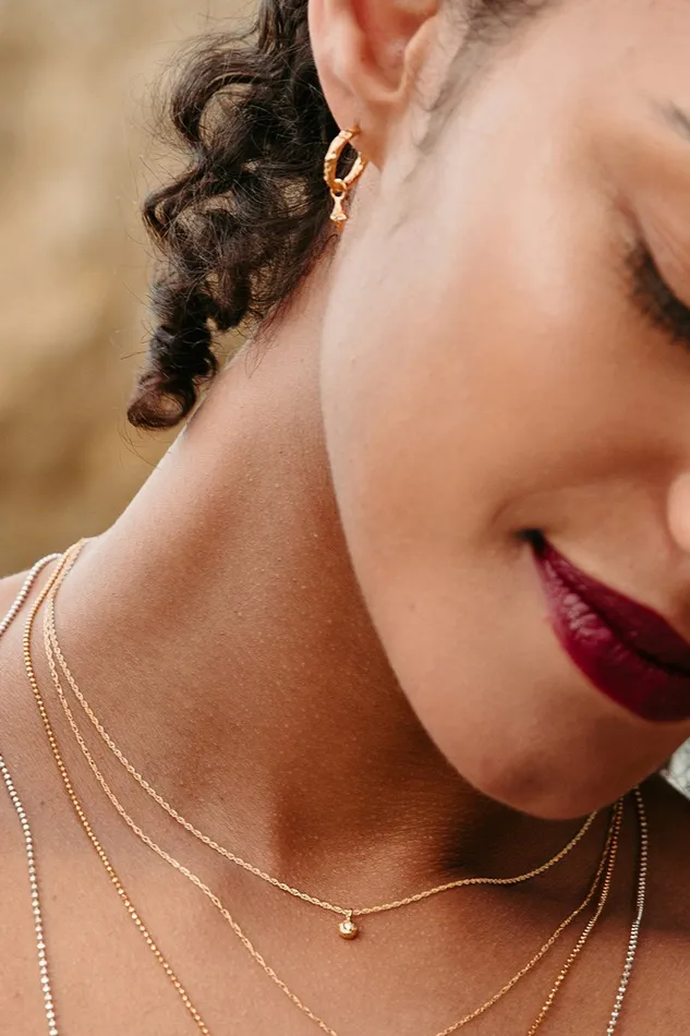Lacee Alexandra Jewelry Necklaces Solid Gold Diamond Pebble Necklace