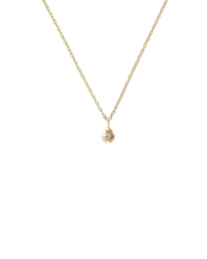 Lacee Alexandra Jewelry Necklaces Solid Gold Diamond Pebble Necklace