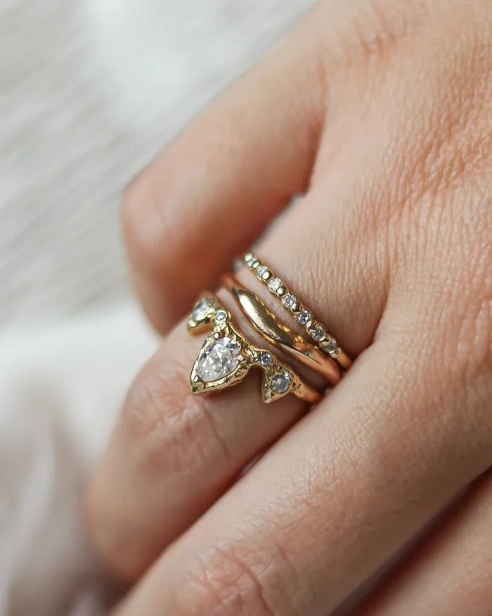 Lacee Alexandra Jewelry Rings Pear Shaped Gemstone Ring with Diamond Accents