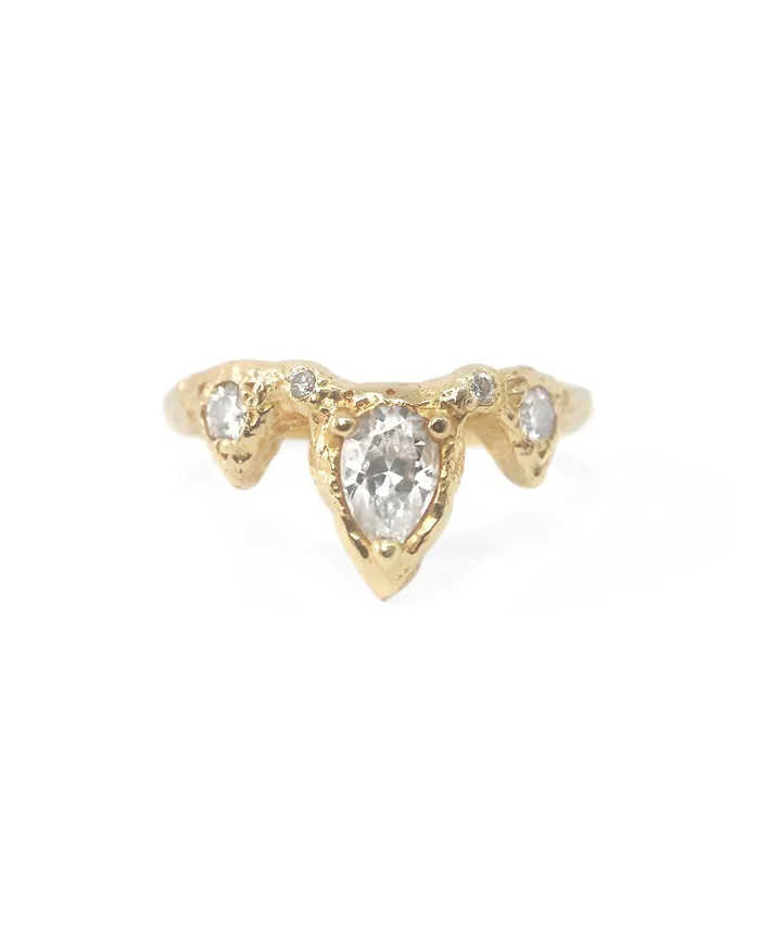 Lacee Alexandra Jewelry Rings Pear Shaped Gemstone Ring with Diamond Accents