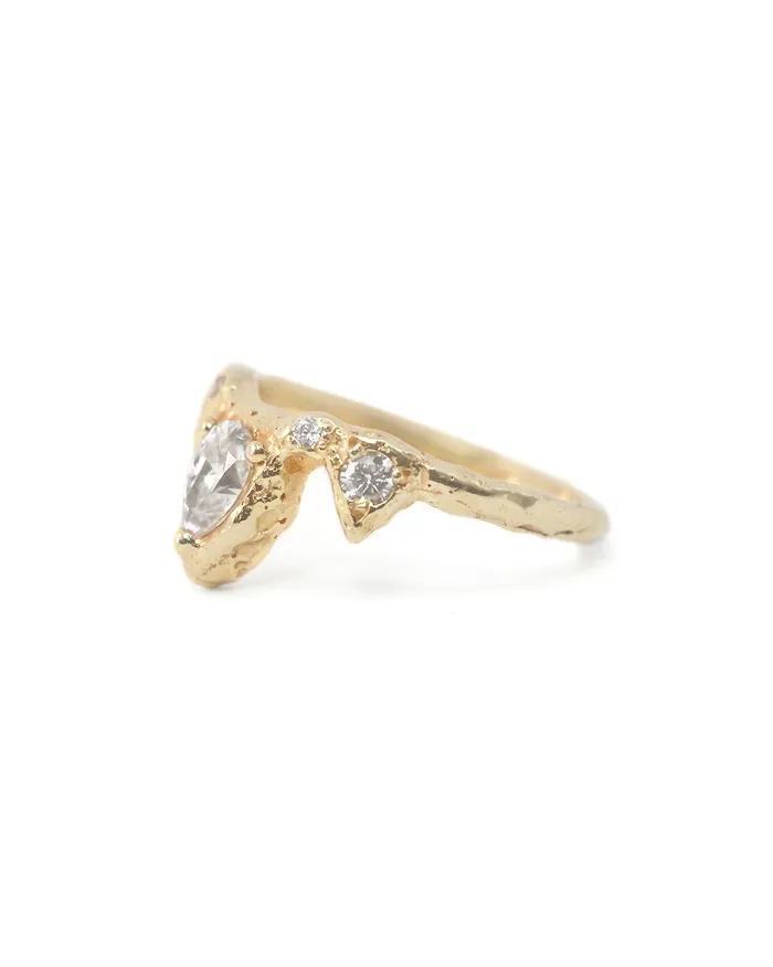 Lacee Alexandra Jewelry Rings Pear Shaped Gemstone Ring with Diamond Accents