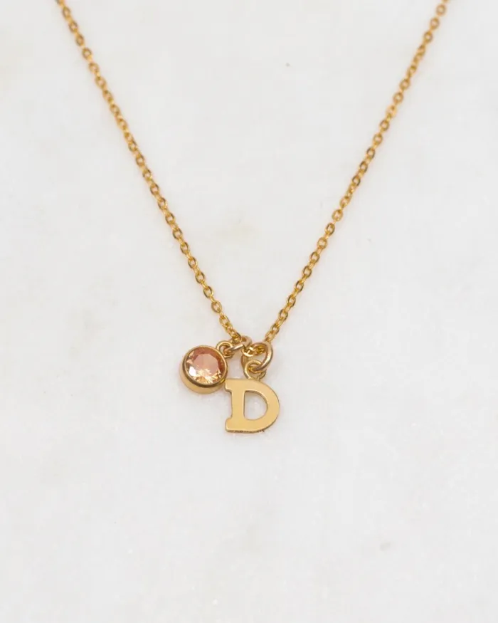 Necklaces ERIJEWELRY Initial D with Birthstone Necklace