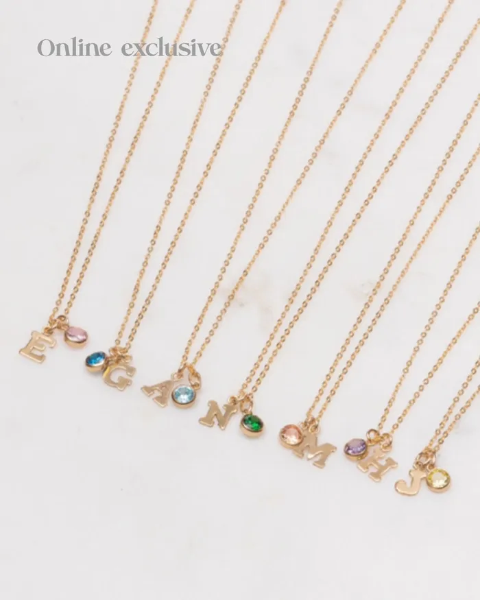 Necklaces ERIJEWELRY Initial D with Birthstone Necklace