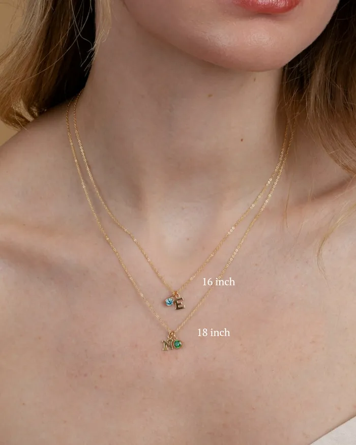Necklaces ERIJEWELRY Initial D with Birthstone Necklace