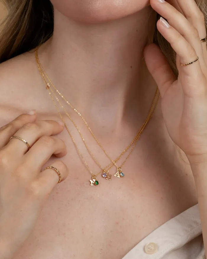 Necklaces ERIJEWELRY Initial D with Birthstone Necklace