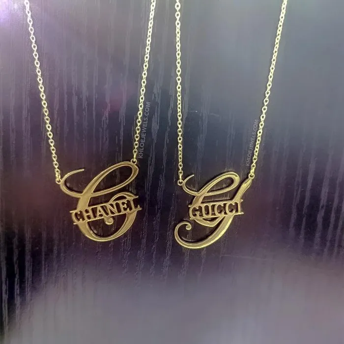 Necklaces KHLOE JEWELS Custom Jewelry Big Initial Custom Name Necklace