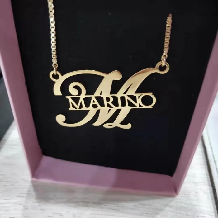 Necklaces KHLOE JEWELS Custom Jewelry Big Initial Custom Name Necklace