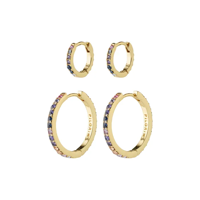 Pilgrim Reign Gold Plated Crystal Earring Set Earrings