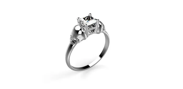 Skull Engagement Ring 14k White Gold Skull Ring MyUniqueRing Rings