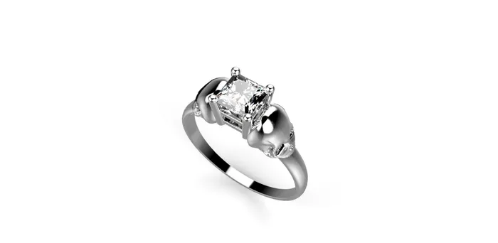 Skull Engagement Ring 14k White Gold Skull Ring MyUniqueRing Rings