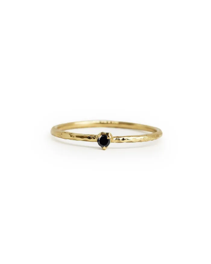 Solid Gold Dainty Black Diamond Ring Lacee Alexandra Jewelry Rings