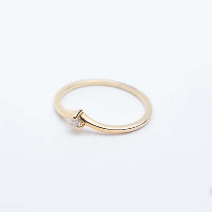 Tashi Rings Gold Vermeil Claw Set Cubic Zirconia Chevron Ring