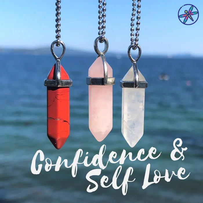 Turix Confidence Self Love Crystal Necklace set Red Jasper Rose Quartz Clear Quartz Necklaces