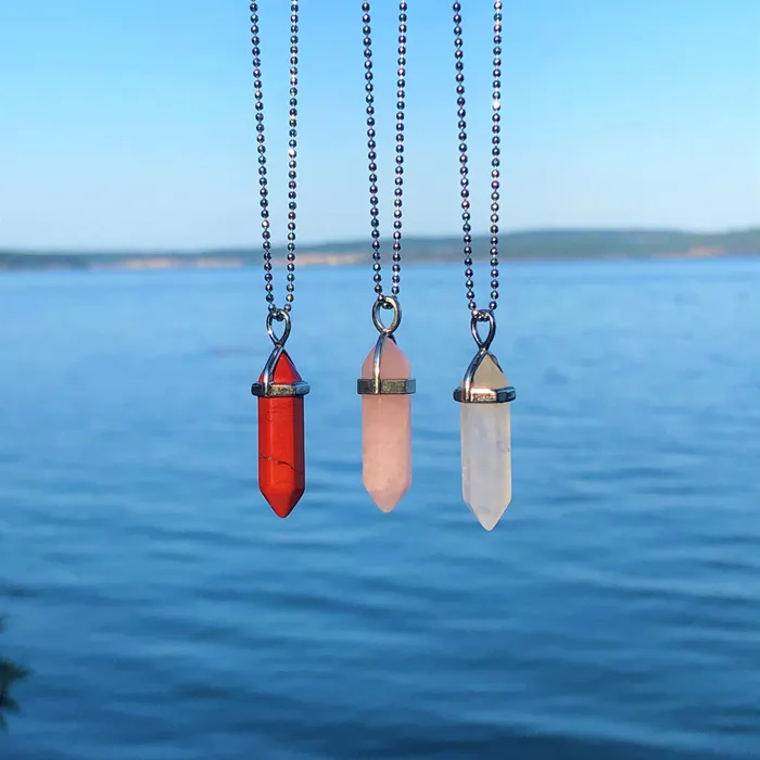Turix Confidence Self Love Crystal Necklace set Red Jasper Rose Quartz Clear Quartz Necklaces